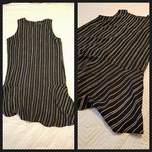 WhoWhatWear black and white pinstripe shift dress
