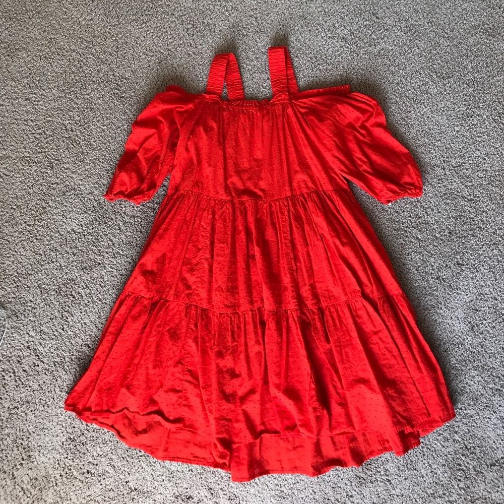 H&M red boho off the shoulder dress