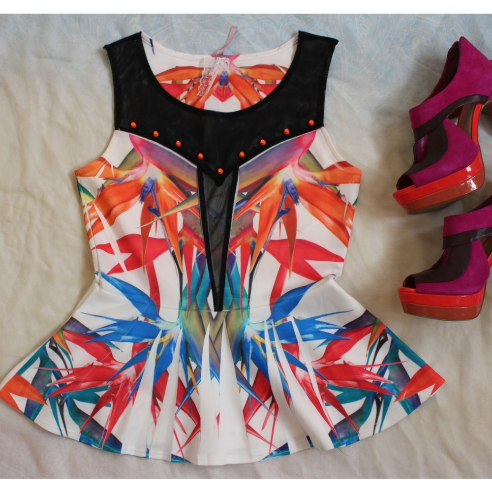Tropical Peplum Blouse by MAUVE (M) [JUNIORS]