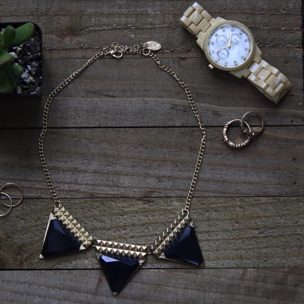Studded Blue Gem Necklace