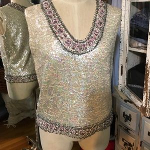 STUNNING Vintage Sequin\Rhinestone lined vest