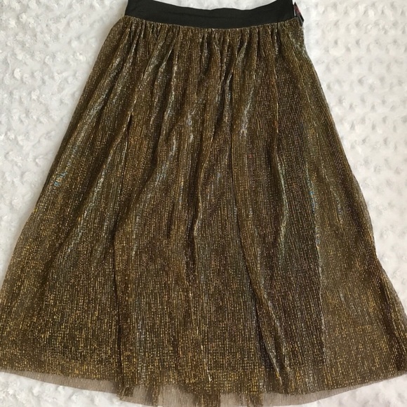 METALLIC GOLD PLEATED SKIRT - Picture 3 of 7