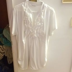 white ruffled mid cut top