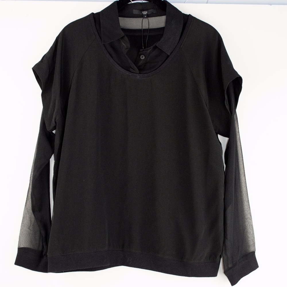 NWT - Tibi Silk collared blouse