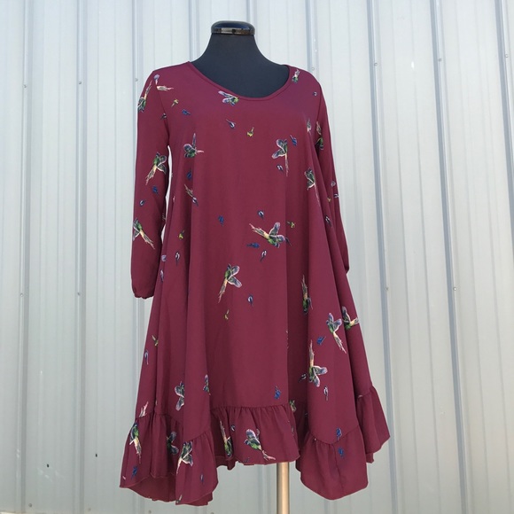 ✨HOST PICK✨NEW Pheasant dress cranberry red s m - Picture 2 of 5
