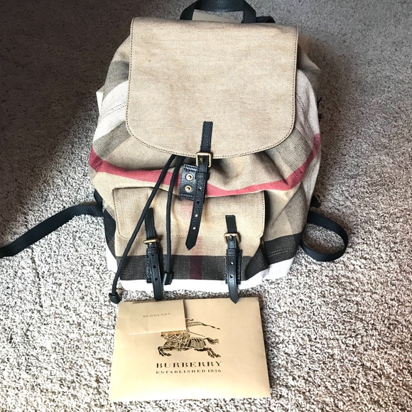 Burberry Brookdale Canvas Check Backpack - Picture 6 of 8