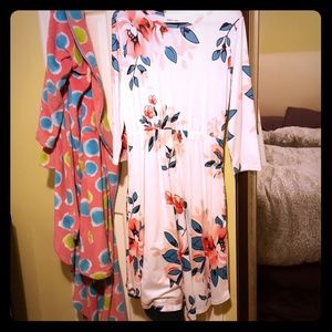 White floral pocket dress 3/4 sleeve