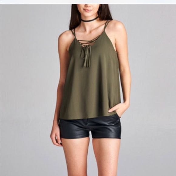 Double spaghetti strap lined in olive or rust - Picture 5 of 8