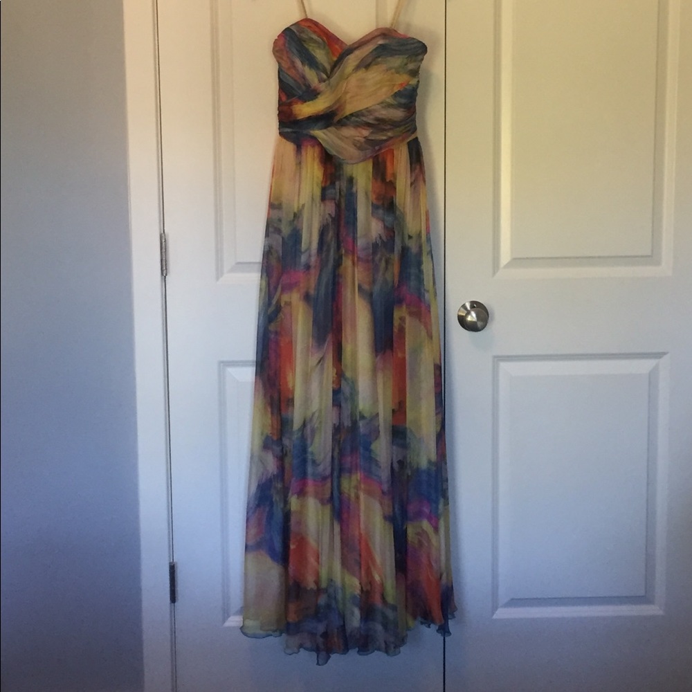 Strapless Slate & Willow Watercolor Stroke Gown