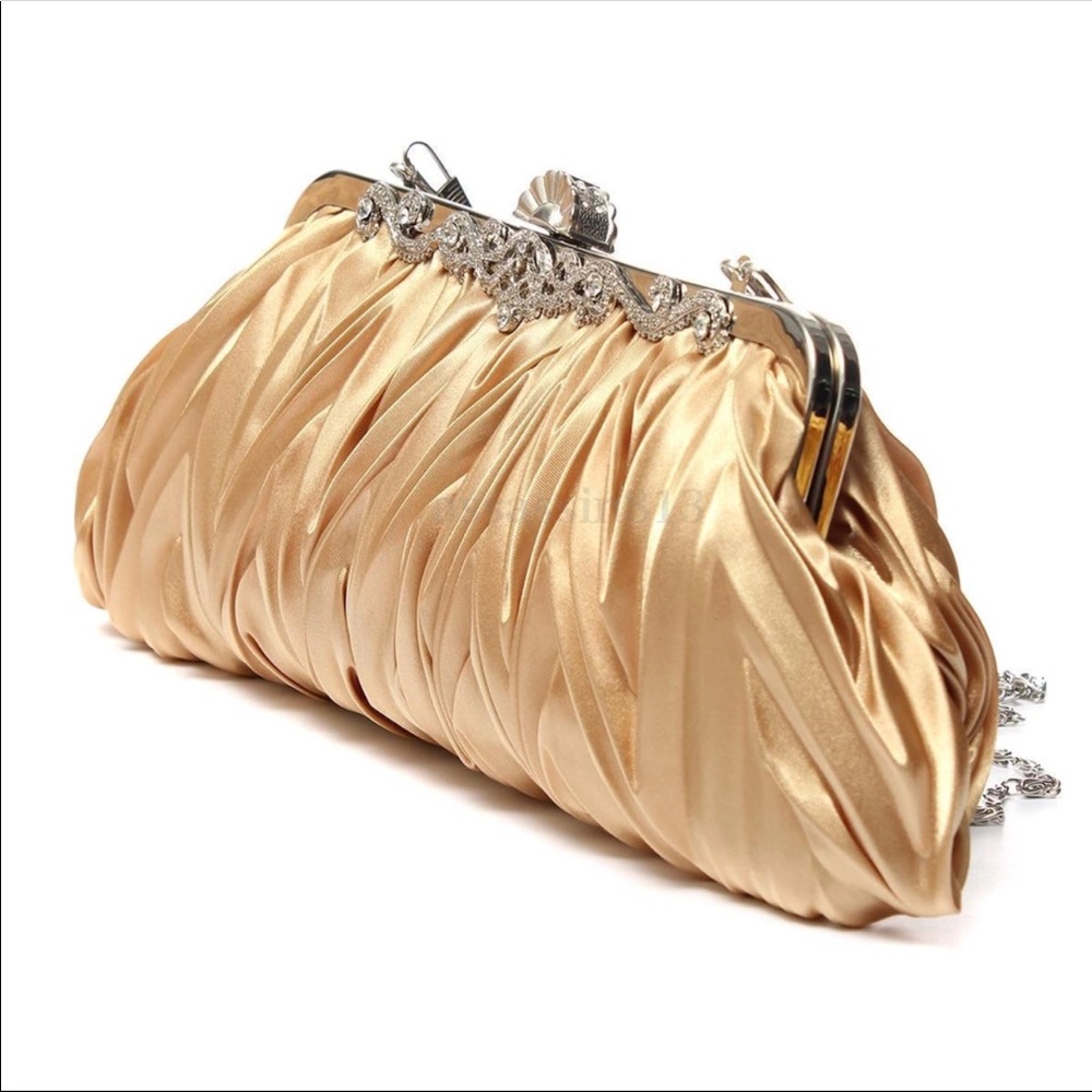 Gold satin clutch