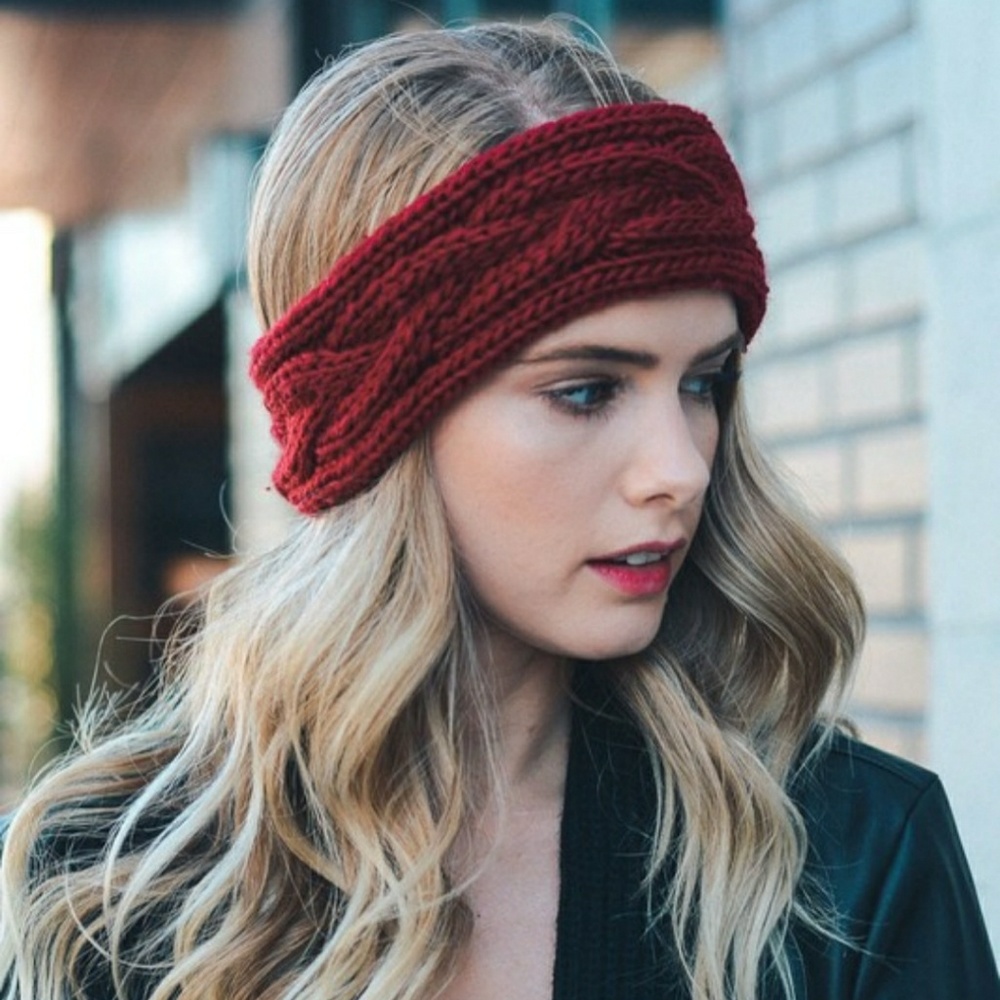 Red Cable Knit Headband