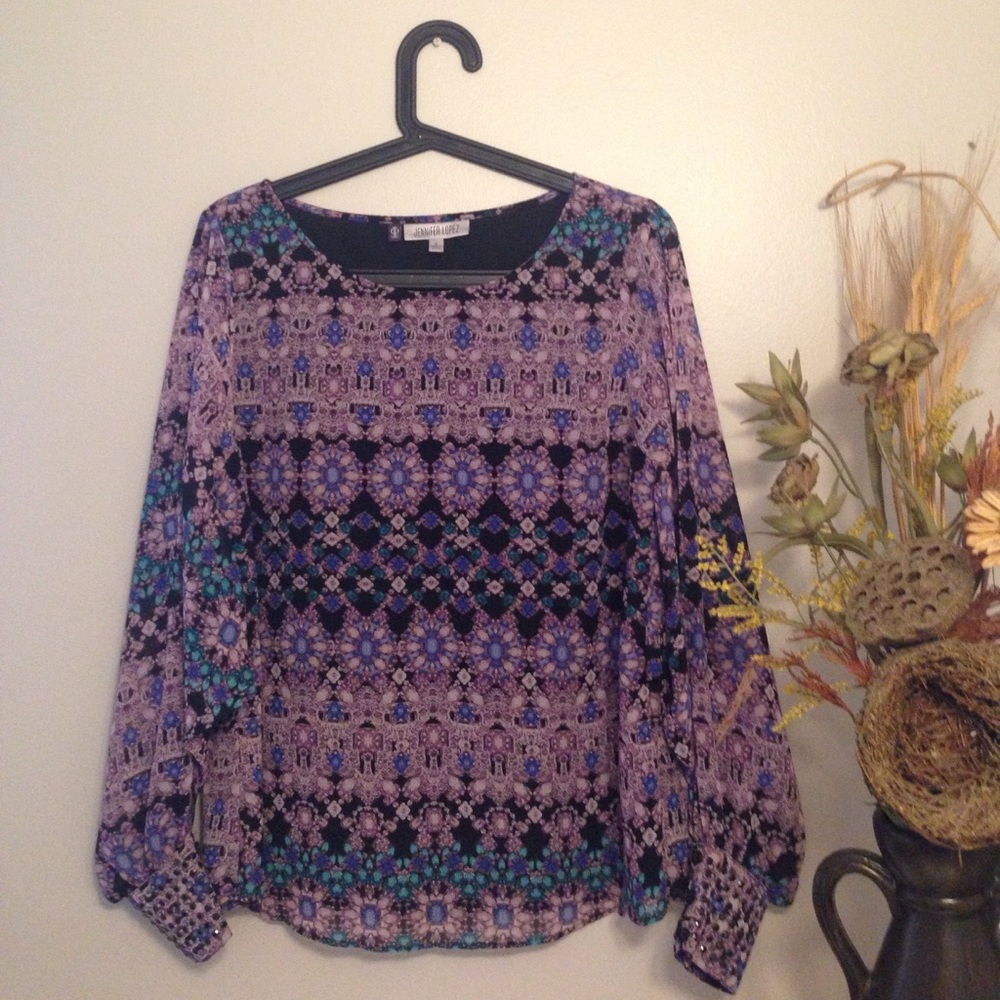 Jennifer Lopez Light Purple Patterened Blouse