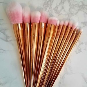 💖 NEW 12 Pink & Rose Gold Makeup Brush Set