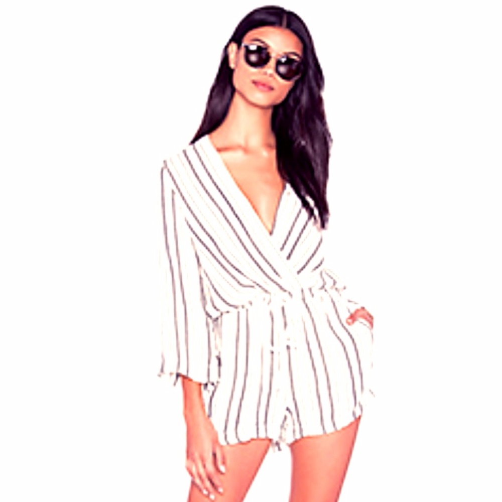 white, striped Bella Dahl romper