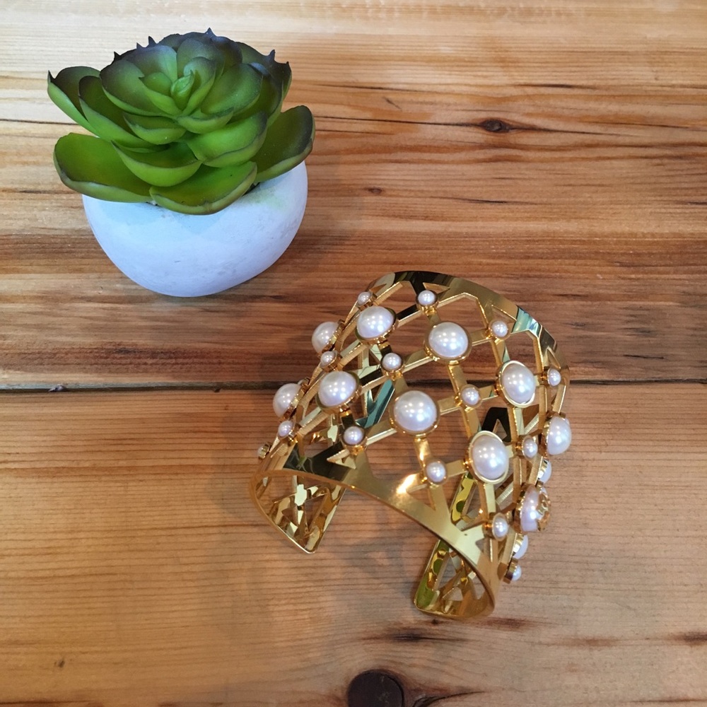 Tory Burch Gold and Pearl Cuff