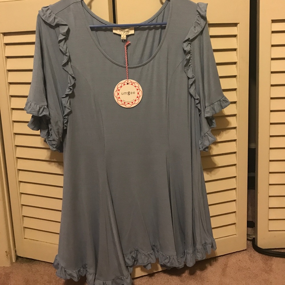 NWT Boutique Blue Ruffle Top