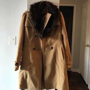 Peacoat with faux fur collar