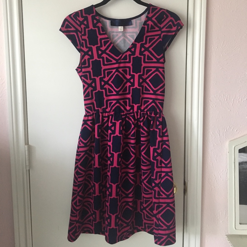 Navy and pink dress