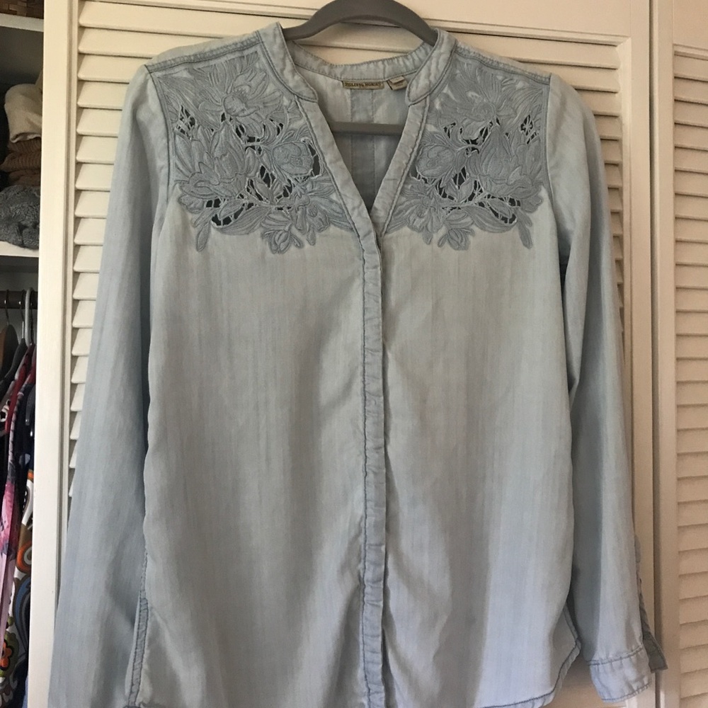 Anthropologie chambray denim blouse