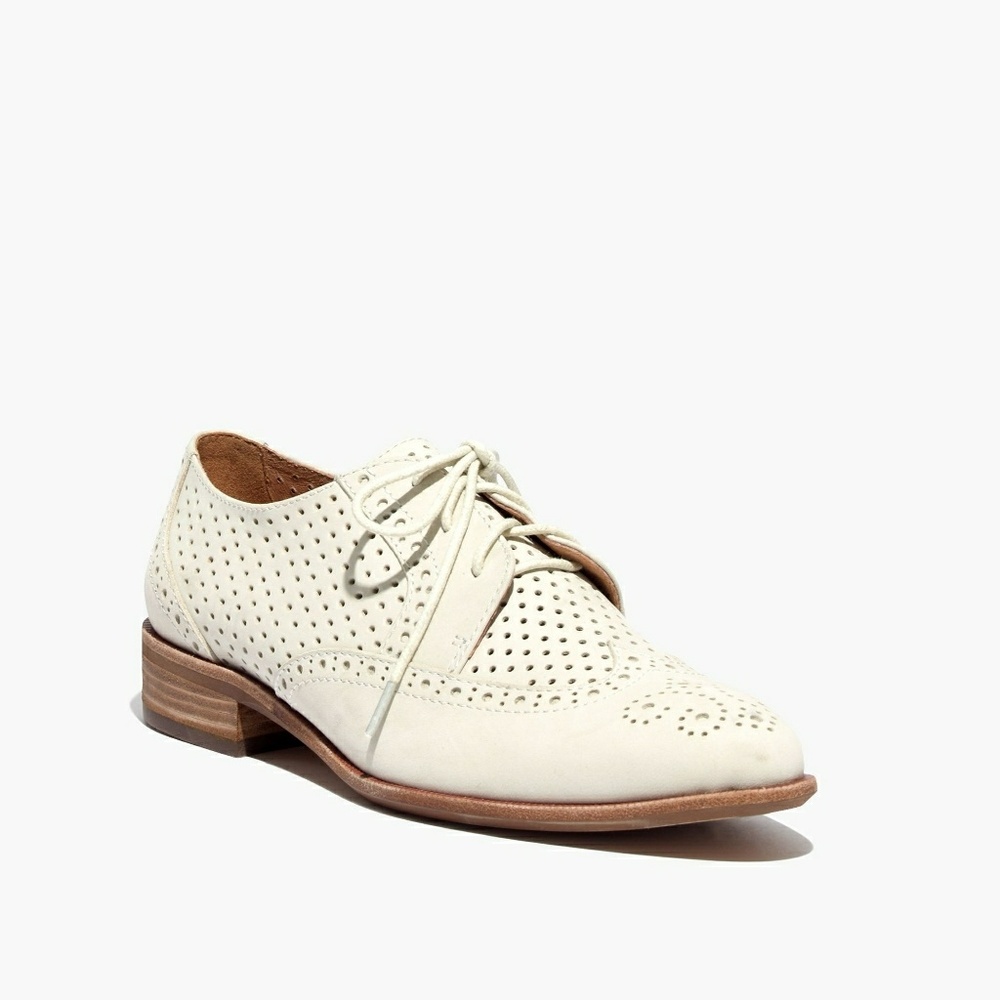 MADEWELL  LEATHER IVORY CREAM OXFORDS SZ 9.5