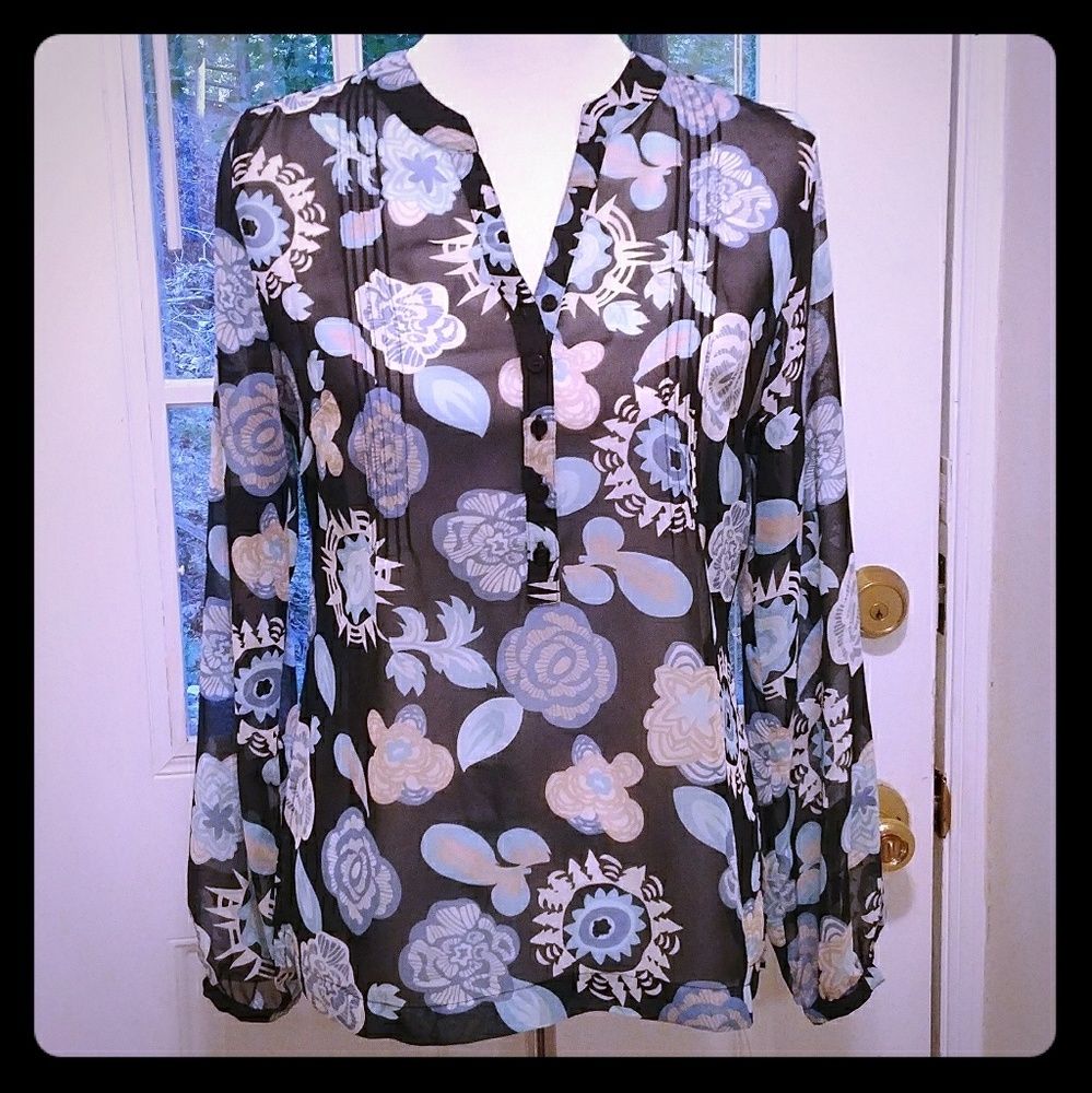 Sheer Floral Blouse by Ann Taylor Loft