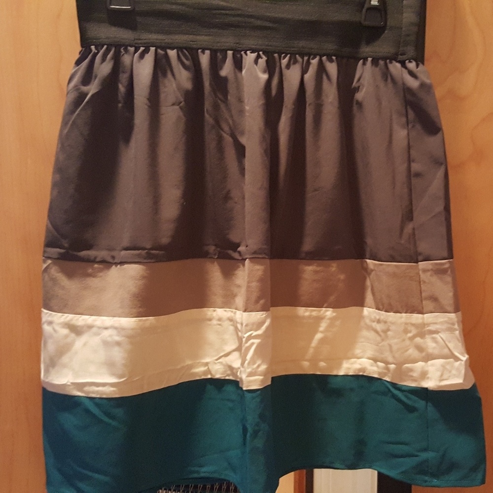Modcloth color block brown & teal skirt (nwot)