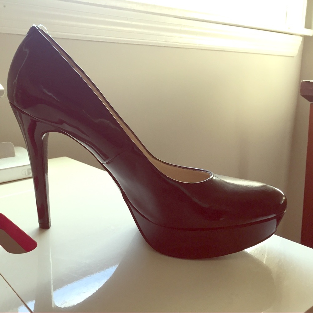 Nine West black patent leather heels.