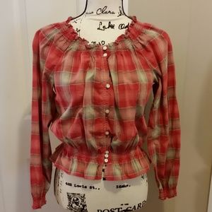 LAUREN RALPH LAUREN Smocked Plaid Blouse