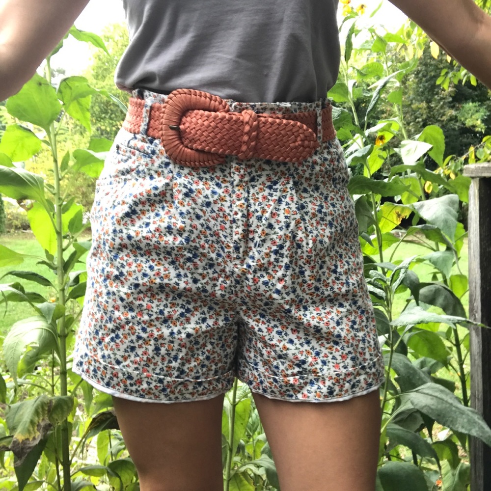 Little Buds floral high waisted shorts.