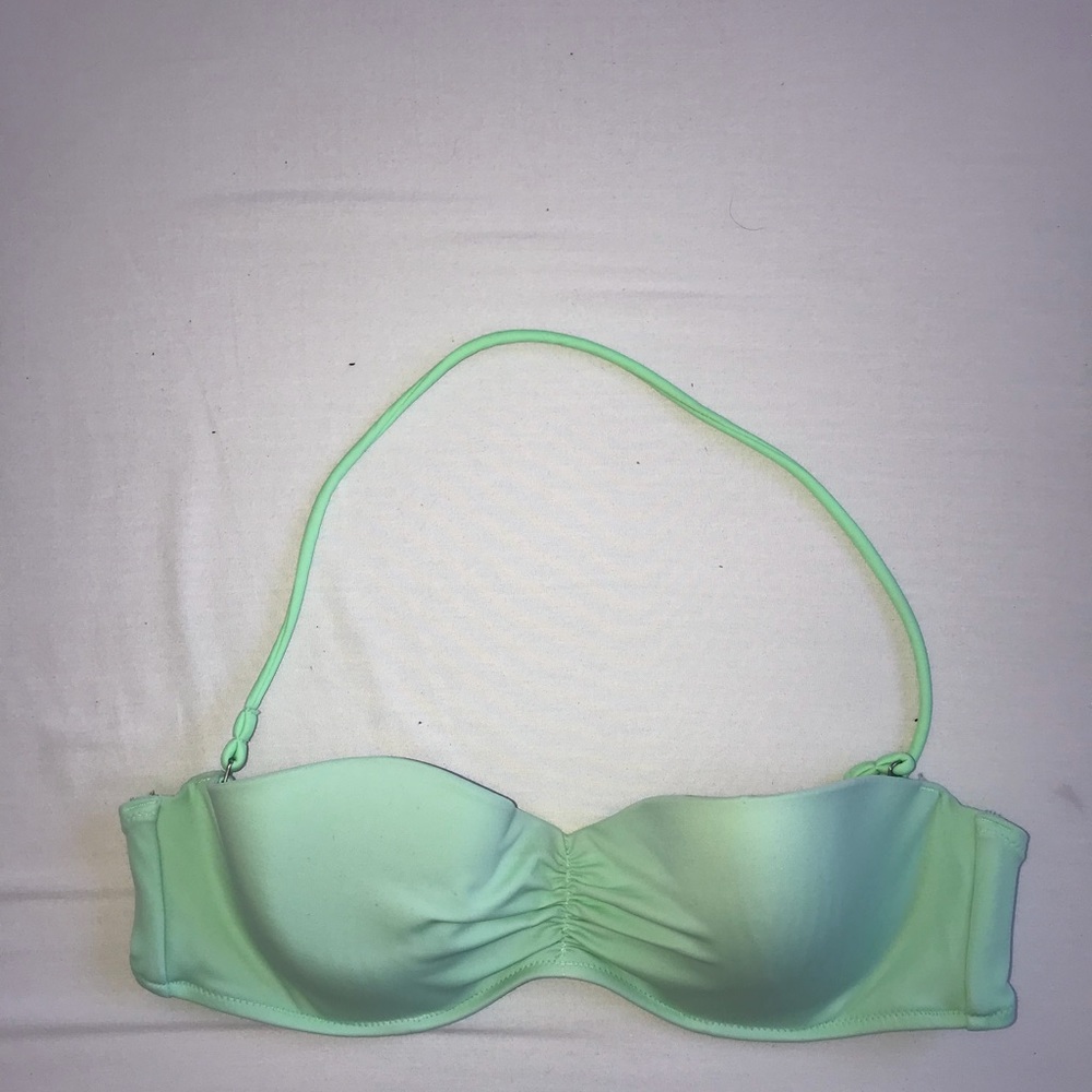 Sea-foam green swim top with detachable straps