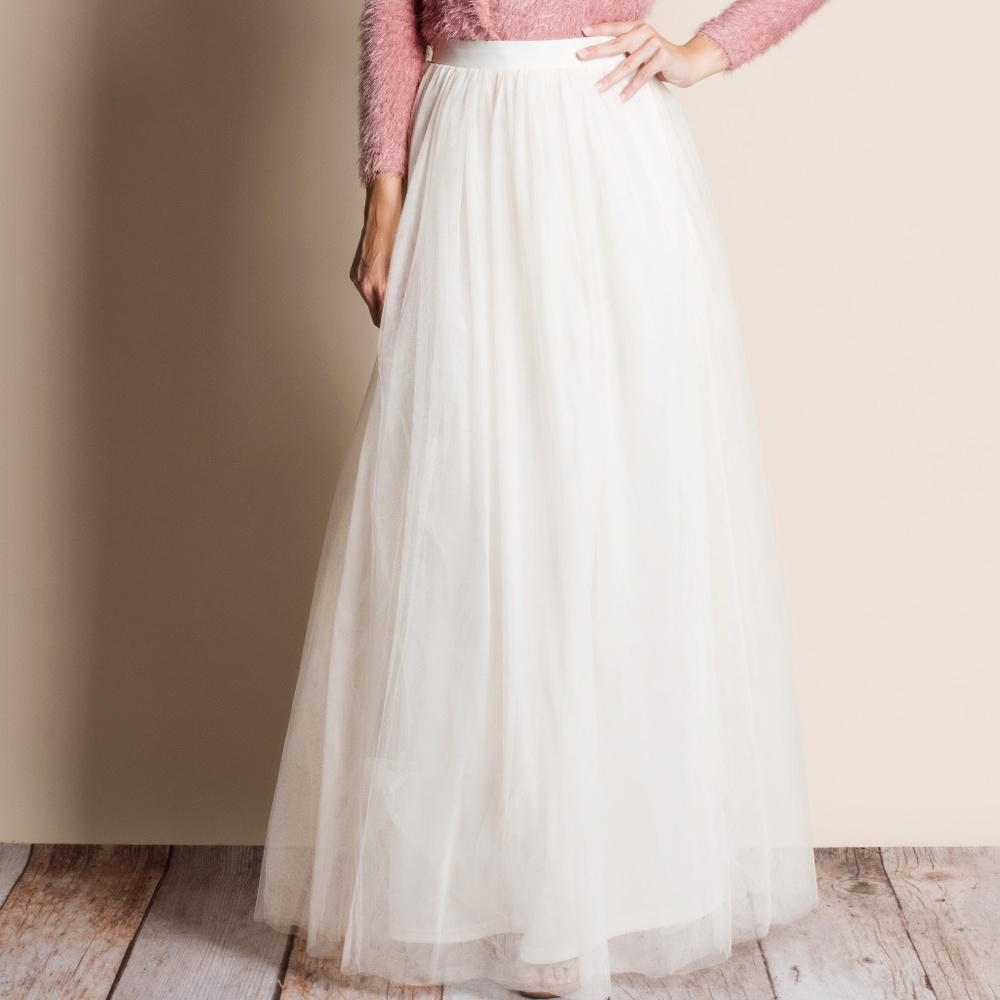 White Tulle Maxi Skirt