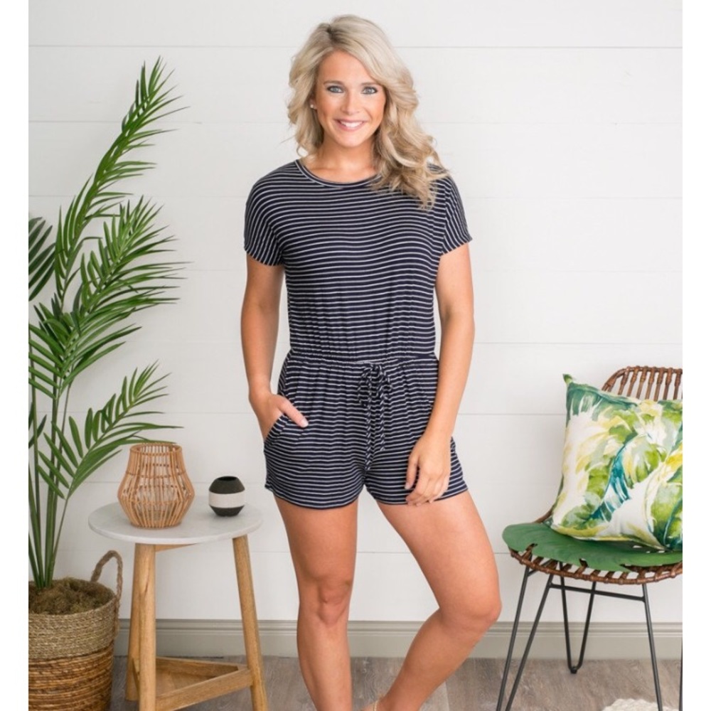 Striped navy romper
