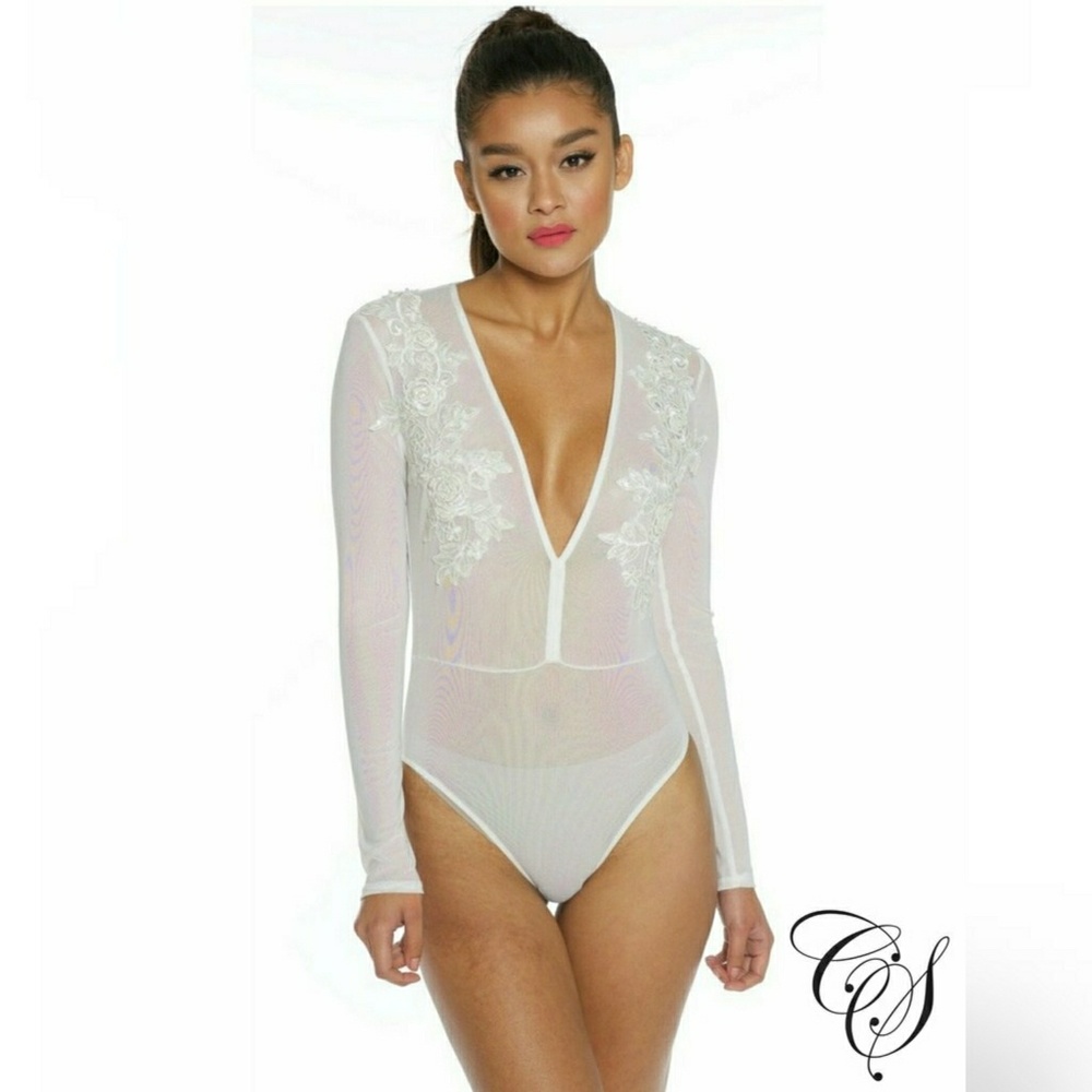 Benita Beaded Floral Patch Bodysuit
