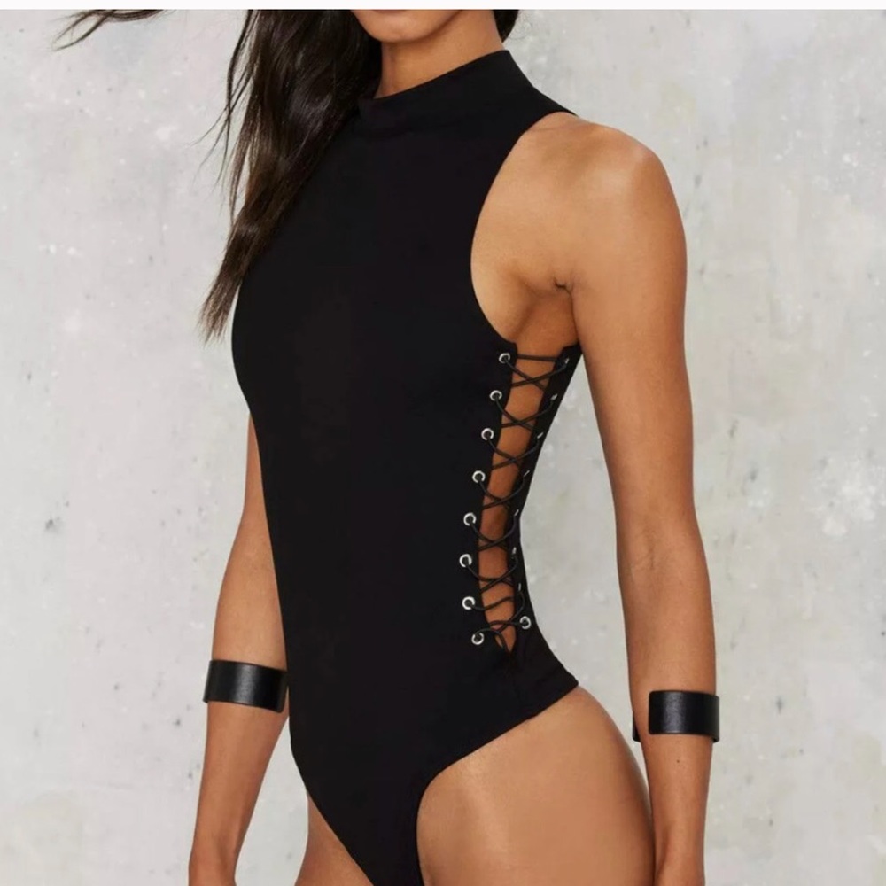 Nasty gal black side lace up body suit