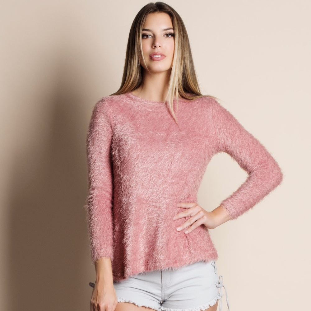 Pink Soft Fuzzy Sweater