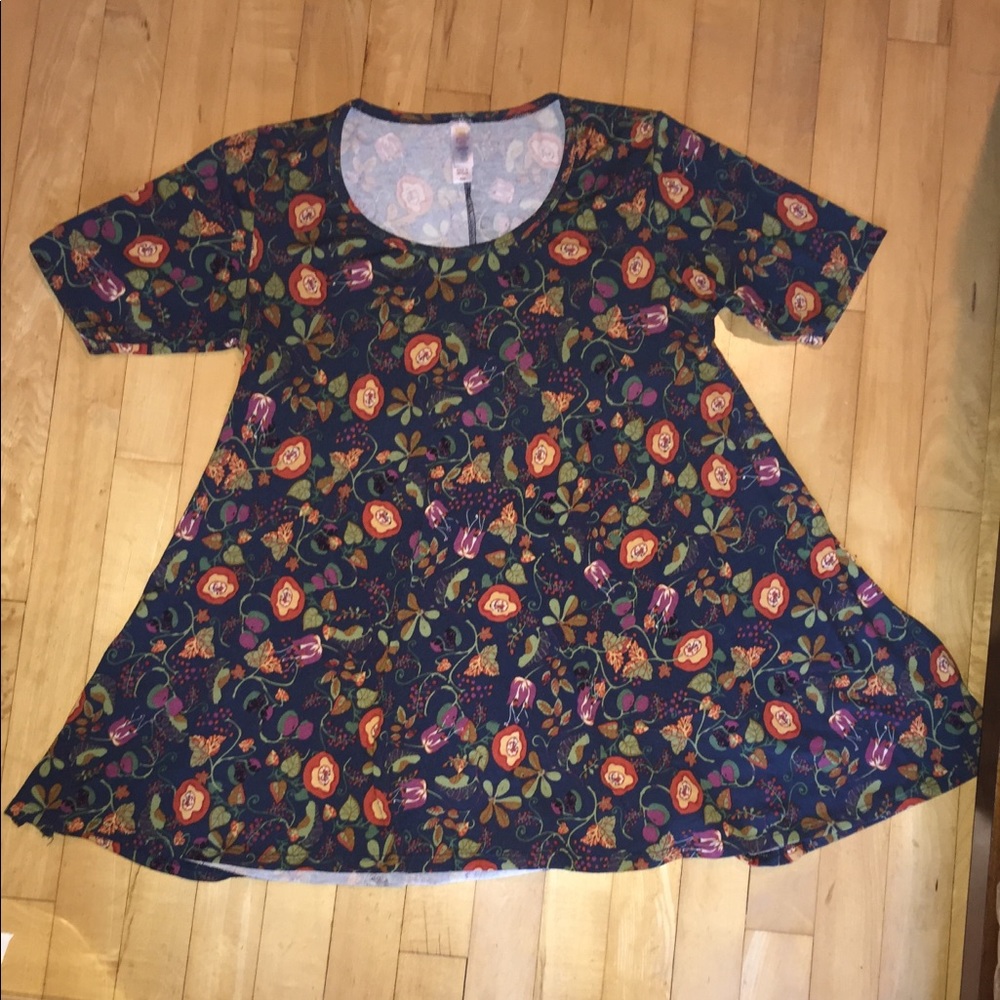 LulaRoe floral fall tee XXS purple orange