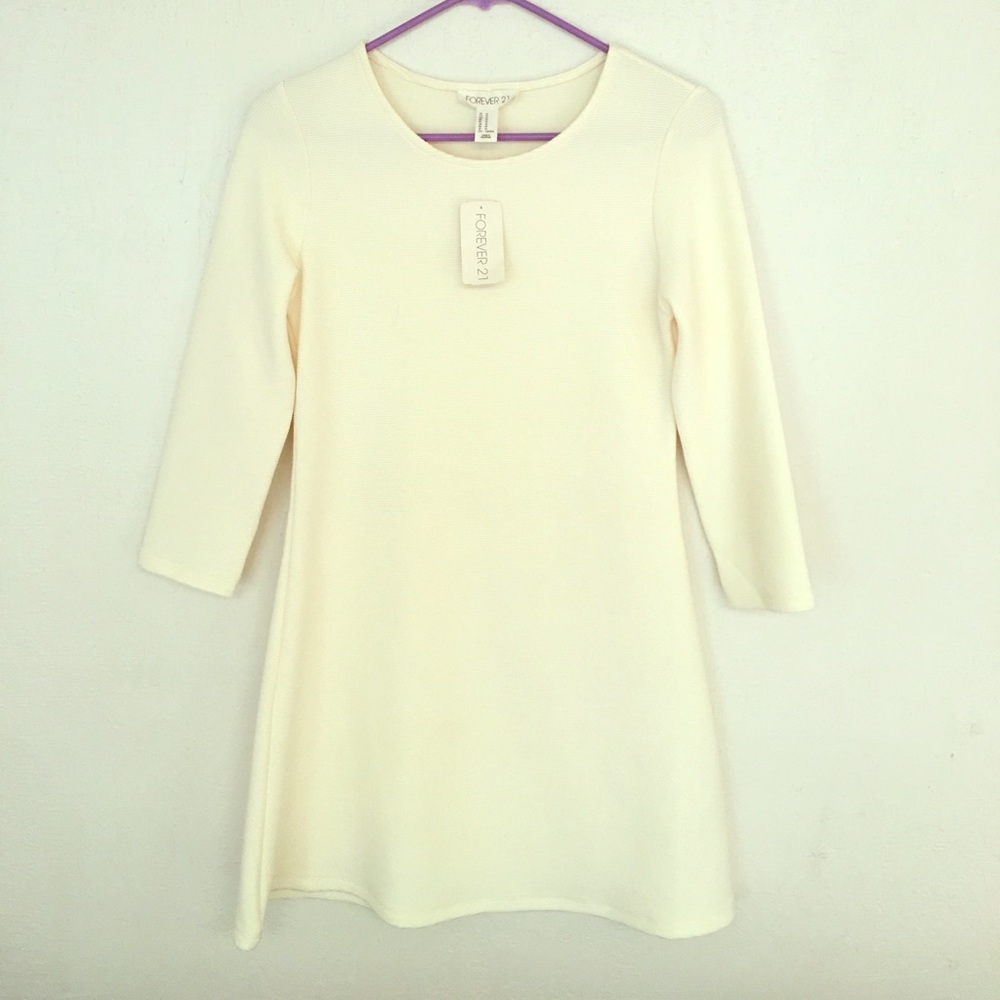 NWT Ribbed Knit Skater Dress Ivory