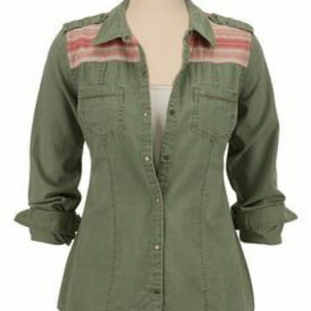 Maurice's military style jacket shirt. Army green
