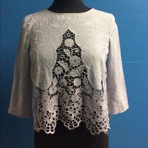 Lavender crochet and cotton top