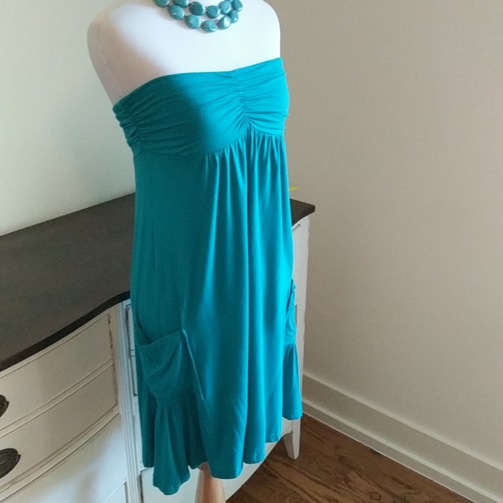 3 for $15 
Turquoise American Rag dress with pockets!