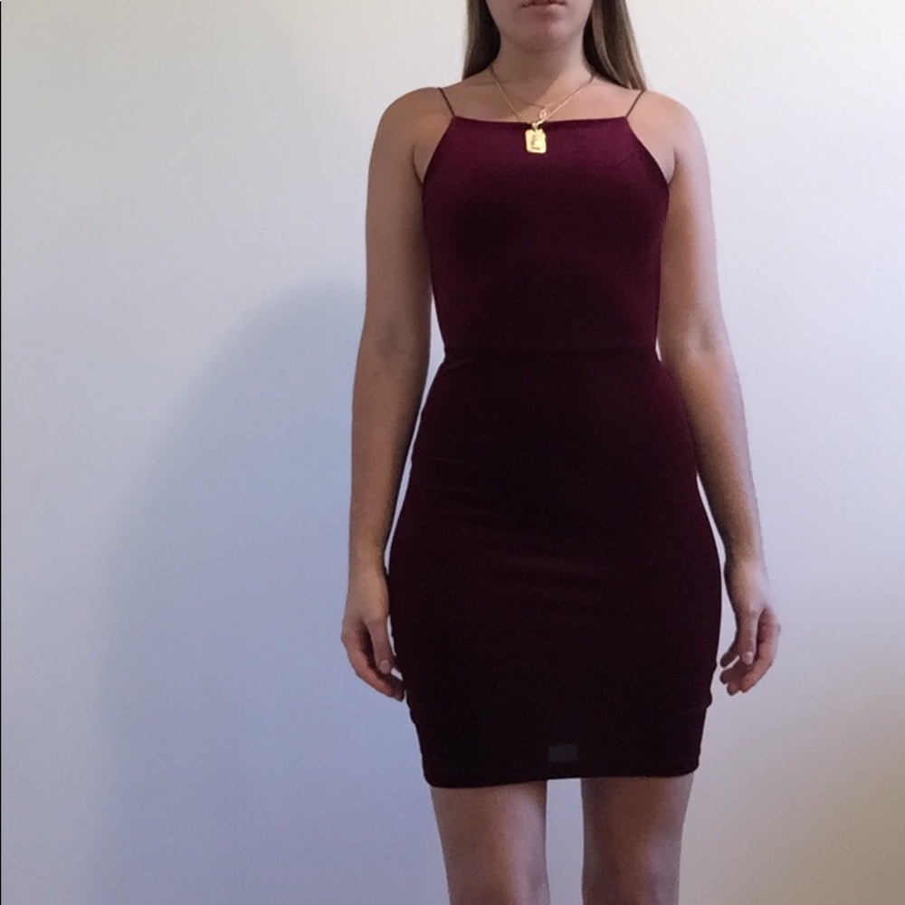 Deep Red Velvet BodyCon Mini Dress