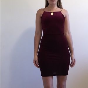 Deep Red Velvet BodyCon Mini Dress