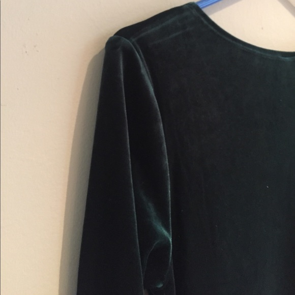 LAST 1: Hunter Green Velvet Tie Waist Dress - Picture 6 of 6