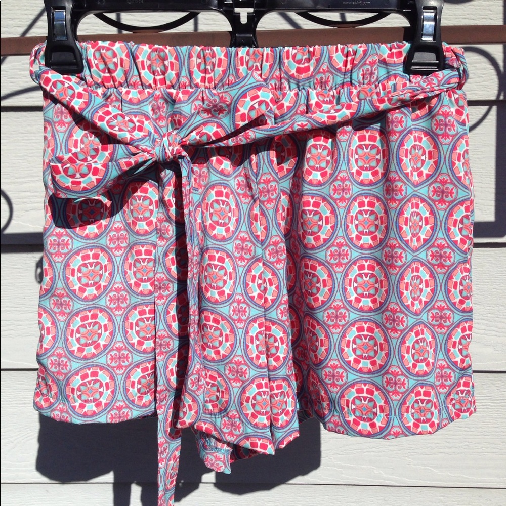 Pink and blue pattern shorts