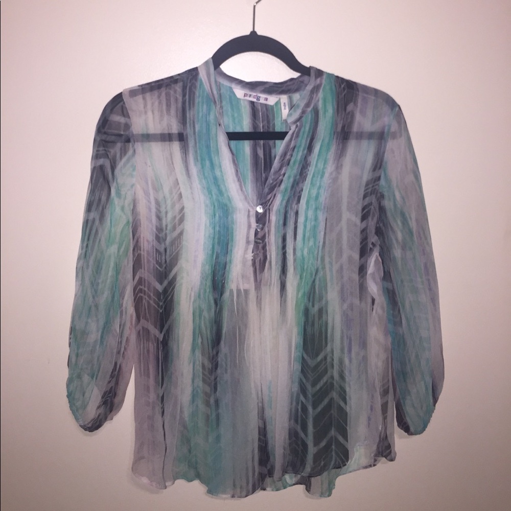 Sheer multi color blouse