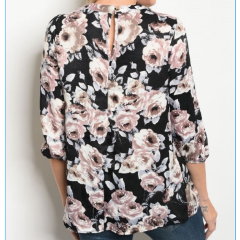 🆑 Black Mauve Floral Top - Picture 2 of 5