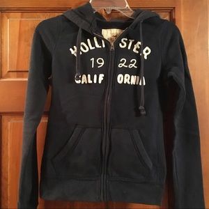 XS Hollister Navy Blue Zip Hoodie Juniors