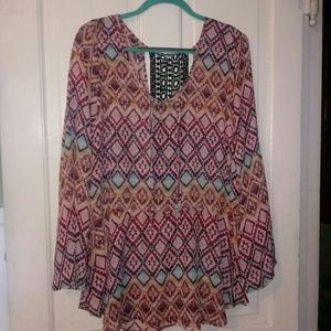 Pretty Print Sheer Blouse