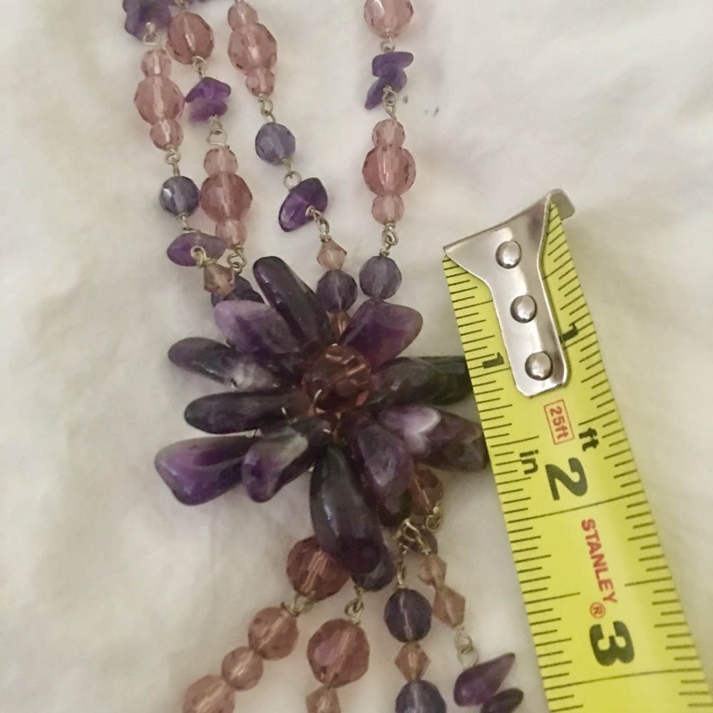 Amethyst Floral choker waterfall necklace. - Picture 4 of 8
