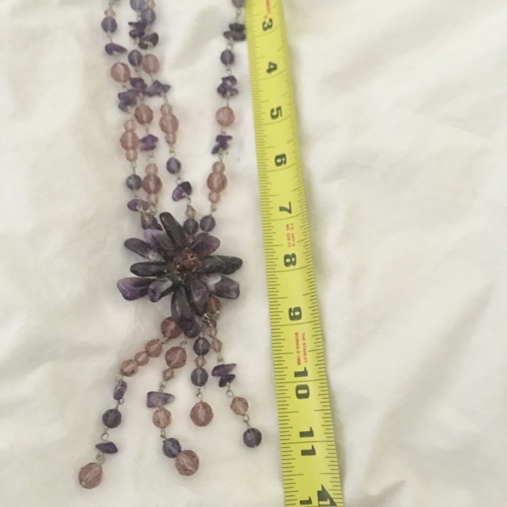 Amethyst Floral choker waterfall necklace. - Picture 5 of 8